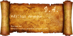 Vályi Aranka névjegykártya